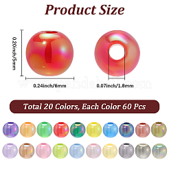 1200шт 20 цвета прозрачные акриловые бусины&nbsp;MACR-PA0001-07A