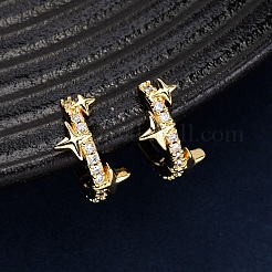 Латунные серьги-манжеты из прозрачного кубического циркония&nbsp;LS-EJEW-D328-02G-03