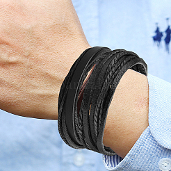 1 bracciale multifilo in pelle di vacchetta&nbsp;BJEW-CL0001-48B