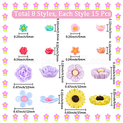 120шт 8 стиля непрозрачные кабошоны из смолы&nbsp;RESI-PA0001-13