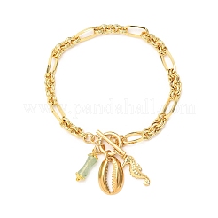 Braccialetti con ciondoli in acciaio inossidabile e avventurina verde naturale&nbsp;BJEW-JB12430
