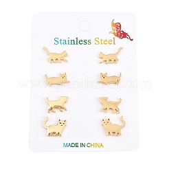 4 Paar Ohrstecker aus 304 Edelstahl&nbsp;EJEW-G469-02G-02