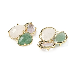 Соединительные элементы из натурального аметиста/зеленого авантюрина/кварцевого кристалла&nbsp;G-E526-28M