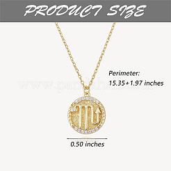 925 collar de plata esterlina 12 constelaciones horóscopo de oro signo del zodiaco collar redondo colgante de astrología collar con circonitas joyería de cumpleaños regalo para mujeres hombres&nbsp;JN1089J