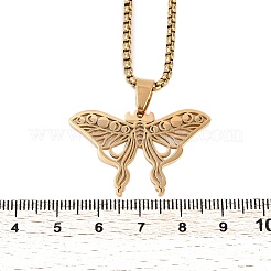 Ожерелья с подвеской в виде бабочки из нержавеющей стали 201 для мужчин и женщин&nbsp;LS-NJEW-K283-24G