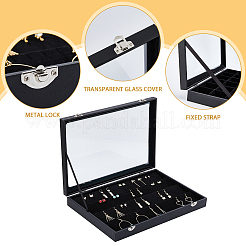 Scatole di presentazione per orecchini in pelle sintetica rettangolare a 4 fessura&nbsp;VBOX-WH0003-19