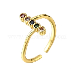 Манжеты из латуни с микро паве кубический цирконий для женщин&nbsp;RJEW-H247-17G