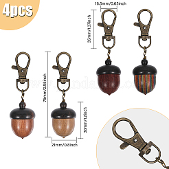 Décoration de pendentif de bijoux de boîte de gland en bois&nbsp;HJEW-AB00454