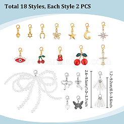 36 шт. 18 стиля подвески-бантики для обуви из искусственной жемчужины&nbsp;HJEW-PH02291