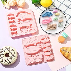 2 шт. розовые силиконовые Молды на тему транспорта для изготовления печенья в стиле «сделай сам»&nbsp;ST-CJ0007-54