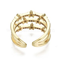 Латунные кольца из манжеты с прозрачным цирконием&nbsp;X-RJEW-S044-084-NF