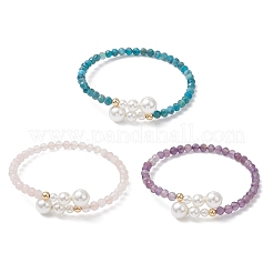 Браслеты-манжеты с натуральными драгоценными камнями и бусинами&nbsp;BJEW-JB13326