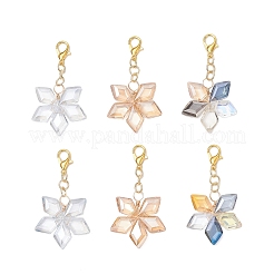 6 шт. 3-цветные подвесные украшения из гальванизированного стекла в форме ромба&nbsp;HJEW-JM04233-01