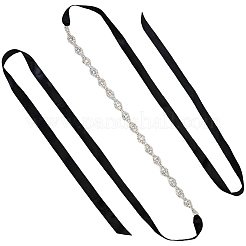 Металлические пояса для талии со стразами в форме конского глаза для свадебного платья&nbsp;AJEW-WH20080-65F-S