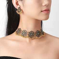 Ожерелья с подвесками из цветочного сплава и серьги-гвоздики&nbsp;FS-WGA9B77-01