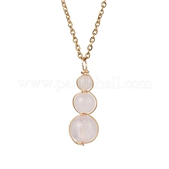 Colgante de cuarzo rosa natural con forma de calabaza y cuentas redondas&nbsp;NJEW-JN05656-01