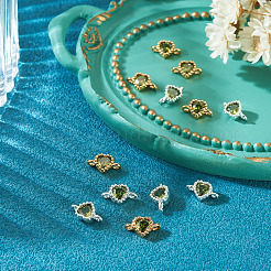 12 pz. 2 colori ottone pavé zirconia cubica cuore connettori charms&nbsp;KK-TA0003-48F
