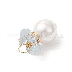 Подвески из натурального аквамарина с жемчужинами из раковин&nbsp;PALLOY-JF04951-02