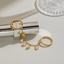 Doppelfingerringe aus Edelstahl 304 mit Pavé-Fassung aus Zirkonia&nbsp;VP4247