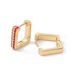 Orecchini a cerchio rettangolari smaltati con zirconi cubici&nbsp;EJEW-B014-01G-02