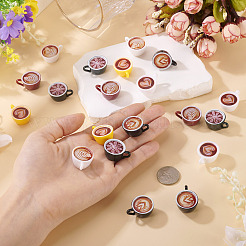 24 шт. 6-цветная смоляная модель кофейной чашки с украшениями&nbsp;AJEW-TA0002-82