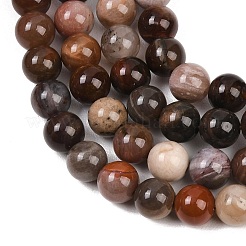 Натуральный окаменелого дерева нити круглый шарик&nbsp;G-F266-08-6mm