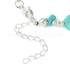 Braccialetto sintetico con ciondolo a forma di cuore turchese con catenelle di perline&nbsp;BJEW-TA00295-03