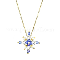 Collane con ciondolo a forma di stella con perline di vetro&nbsp;NJEW-MZ00088-01