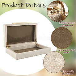 1 caja de almacenamiento de joyas de madera recubierta de cuero sintético con accesorios de hierro en tono dorado.&nbsp;CON-CN0001-24