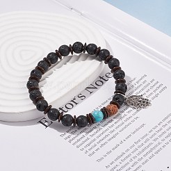Braccialetto di perle di mala con mano di hamsa in lega&nbsp;BJEW-JB08268