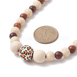 Collier de perles rondes graduées en bois naturel pour femme&nbsp;NJEW-JN04288