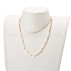 Collares con colgante de concha de agua dulce natural con letras&nbsp;NJEW-JN03421-01