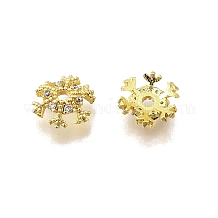 Снежинка латунные микропаве прозрачные кубические циркониевые бусины колпачки&nbsp;KK-K300-03B-G