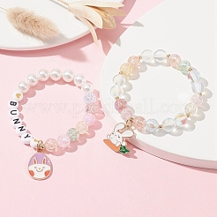Ensemble de bracelets extensibles en perles et perles&nbsp;BJEW-TA00304