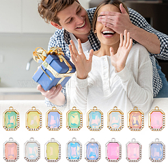 48 pz. 2 colori lega placcata UV con pendenti in strass di vetro di colori misti&nbsp;FIND-SC0023-45