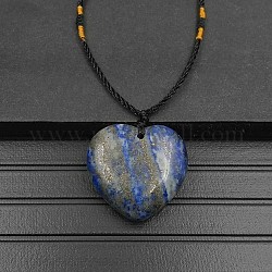 Природные лазурита кулон ожерелье, сердце, 15.75~23.62 дюйм (40~60 см)