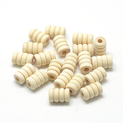 Perles de bois non finies, perles macramé grand trou, colonne, cornsilk, 14x9mm, Trou: 4mm