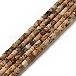 Chapelets de perles en jaspe avec images naturelles, colonne, 4.5x4mm, Trou: 0.6mm, Environ 100 pcs/chapelet, 14.96'' (38 cm)