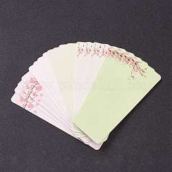 Paper Card, DIY Bookmark Card, Rectangle, Mixed Patterns, 140x49x0.5mm, Hole: 4mm, 20pcs/bag