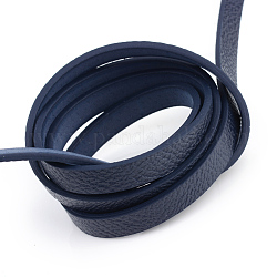 Cordones de cuero de imitación, color al azar en la parte posterior, azul medio, 10x2~2.5mm, alrededor de 1.31 yarda (1.2 m) / hebra
