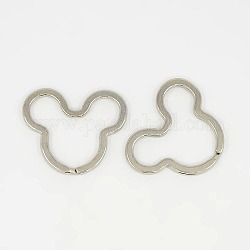 Iron Split Key Rings, Mouse Head, Platinum, 38x30mm