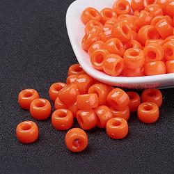 Perles européennes en acrylique opaque, baril, rouge-orange, 9x6mm, Trou: 4mm, environ 1900 pcs/500 g