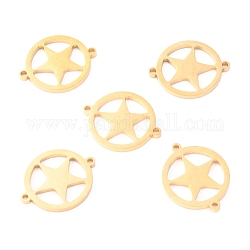 Connettori per maglie in acciaio inossidabile, piatta e rotonda con stella, oro, 15x12x1.1mm, Foro: 1 mm