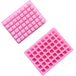 Moldes de silicona para derretir letras y números de 48 cavidad, para la fabricación artesanal de cuentas de sello de cera diy, Rectángulo, rosa perla, 235x178x15mm