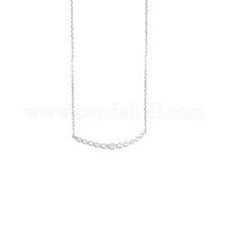 Gebogener Stab 925 Halskette aus Sterlingsilber mit Mikropavé-Zirkonia-Anhänger für Mädchen und Frauen, Platin Farbe, Anhänger: 39 mm