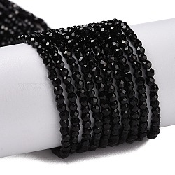 Transparent Glass Beads Strands, Faceted Round, Black, 2mm, Hole: 0.8mm, about 175pcs/strand, 14.06~14.17 inch(35.7~36cm)