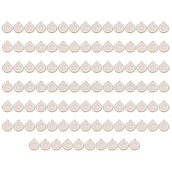 Charms aus vergoldeter Emaille-Legierung, emaillierte Pailletten, Flachrund, weiß, letter.c, 14x12x2 mm, Bohrung: 1.5 mm, 100 Stück / Karton
