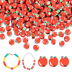 PH Pandahall 400 Stück rote Apfel-Polymer-Ton-Perlen, handgefertigte Fruchtperlen, Früchte, Abstandshalter-Perlen, Polymer-Ton-Apfel-Perlen für Schmuck, Halskette, Armband, Ohrringe, Haar-Accessoires, Heimdekoration, 1.2~1.5 mm Loch