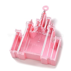 Пластиковые бисера контейнеры, Подарочная коробка с конфетами, для упаковки свадебной вечеринки, замок, розовые, 12.1x9x3.5 см, отверстие : 5 мм