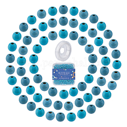 Kits de fabricación de pulseras elásticas de diy, incluir cuentas redondas turquesas sintéticas, Hilo de cristal elástico, abalorios: 4~4.5 mm, agujero: 0.8~1 mm, 400 unidades / caja